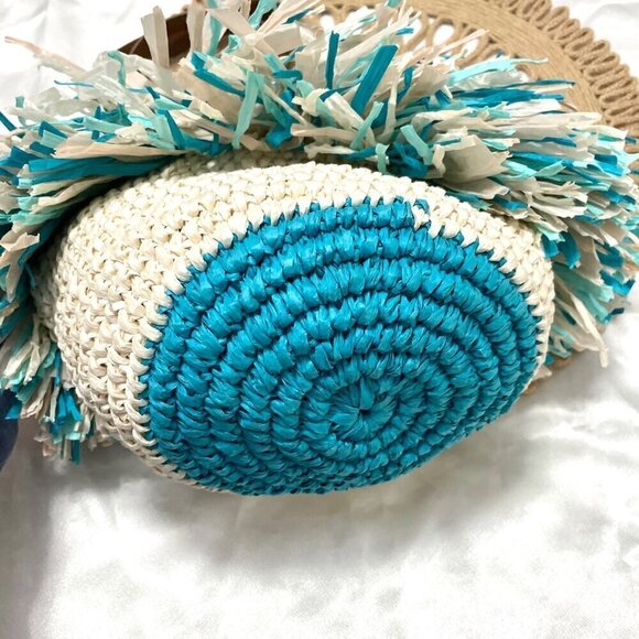 NWT Chico’s Multi Fringe Neutral Turquoise Tote Bag - Picture 10 of 11
